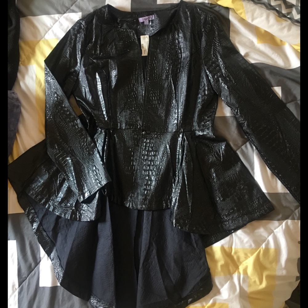 Black faux snakeskin jacket